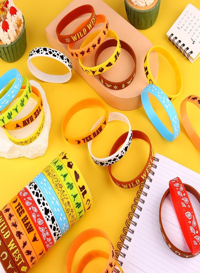 Youdaju 50Pcs Western Party Bracelets Cowboy Cowgirl Silicone Bracelets Western Themed Stretch Wristbands for Western Party Birthday Party Supplies Decorations,10 Different Patterns - Image 4